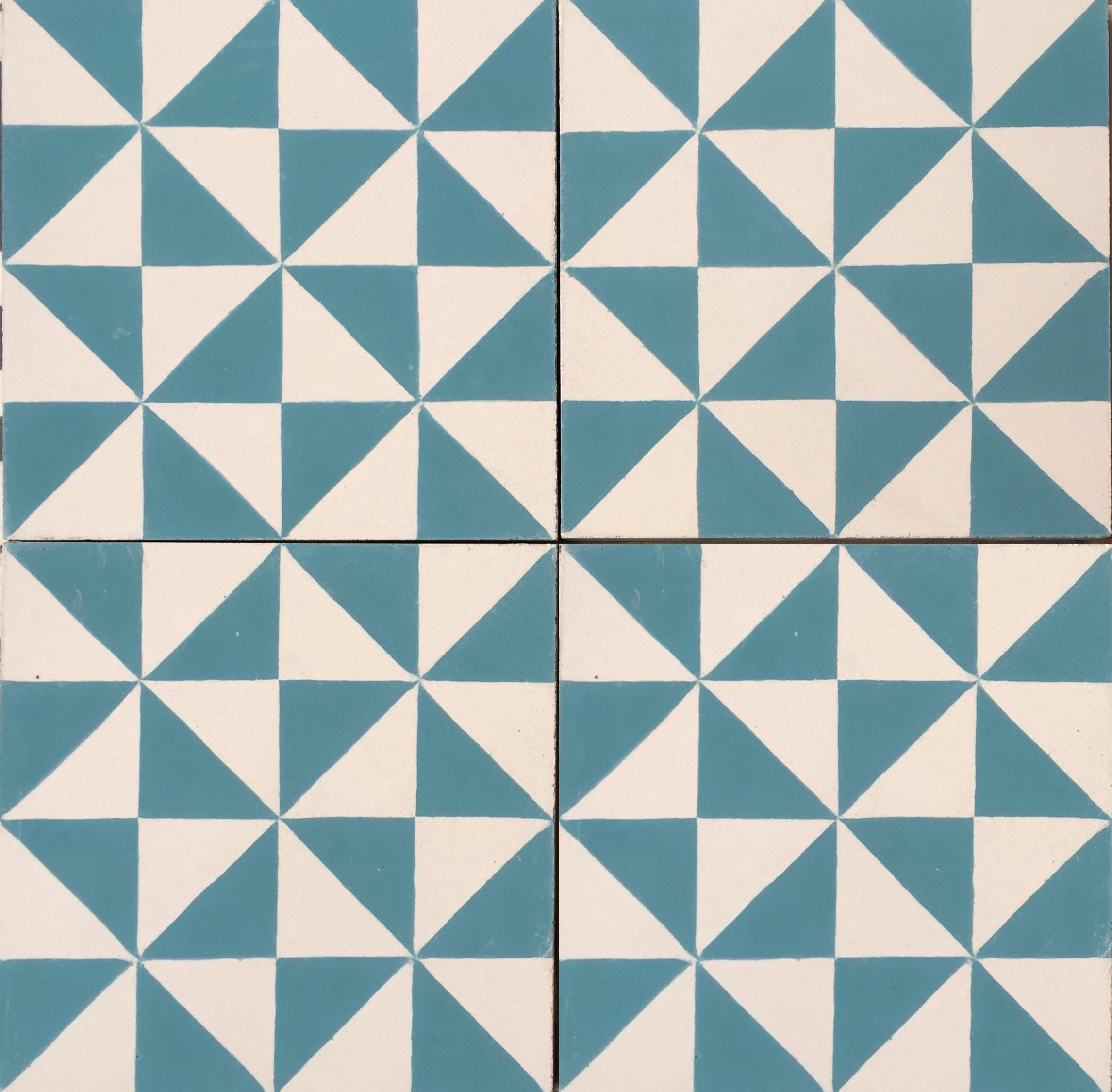 Truchet Blue Encaustic Cement Tile